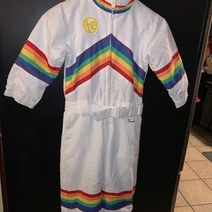Tipsy Elves Youth Unisex XS Sunrise Shredder Snow Ski Suit Rainbow White NWT